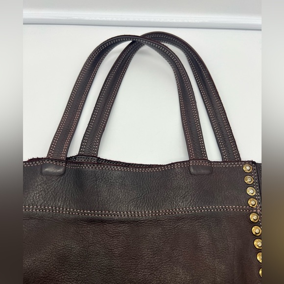 3RD FLOOR Made in Italy Dark Brown Reddish Leather Embellished Oversized XL Tote - Picture 8 of 17